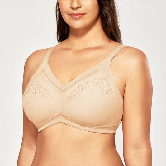  - Full coverage Non Padded seamless embroidered Bra - Hayawears