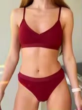 Comfort Cotton Push-Up Bra & Thong Set – Women's Casual Sports Lingerie