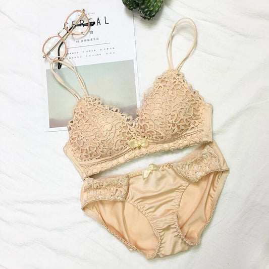 Embroidery bra panty set