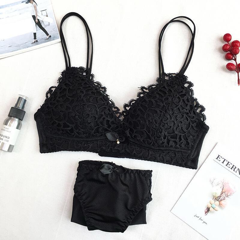 Embroidery bra panty set