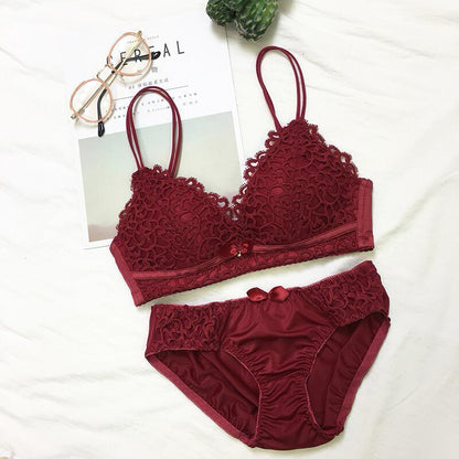 Embroidery bra panty set